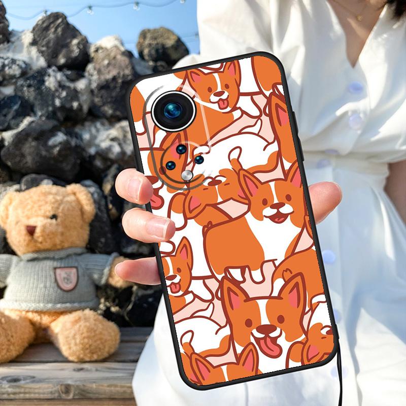 Cartoon Corgi Dog Case For Honor X9b X8b X8 X9 X6a X7a X8a X9a Honor Magic 6 5 Pro 50 70 90 Lite Back Cover
