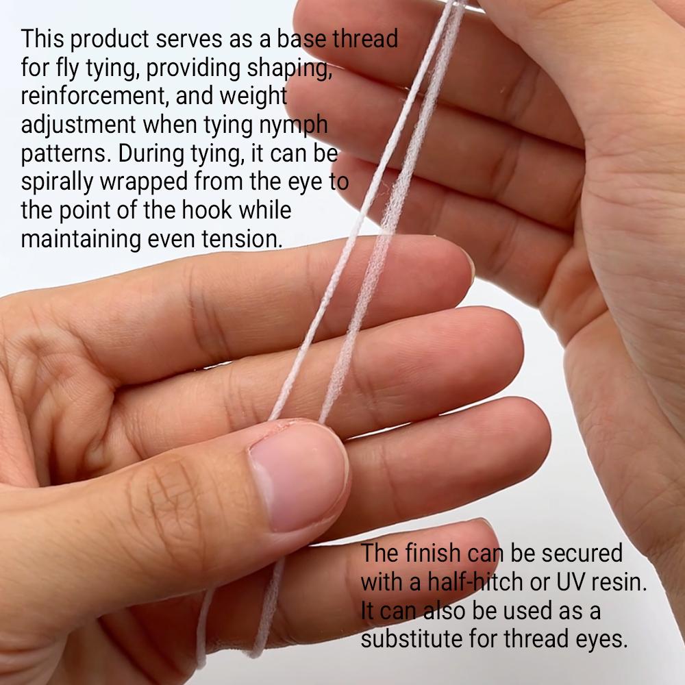 300D/600D Underbody Thread Fly Tying Thread - White Nylon Compressible Base for Nymphs, Scuds, Salmon & Steelhead Flies
