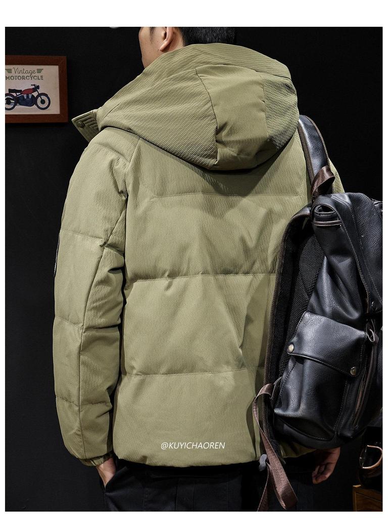 Men's 2025 Thick Warm Hooded Down Jacket - Windproof, Trendy Autumn/Winter Outerwear, Plus Size Available.