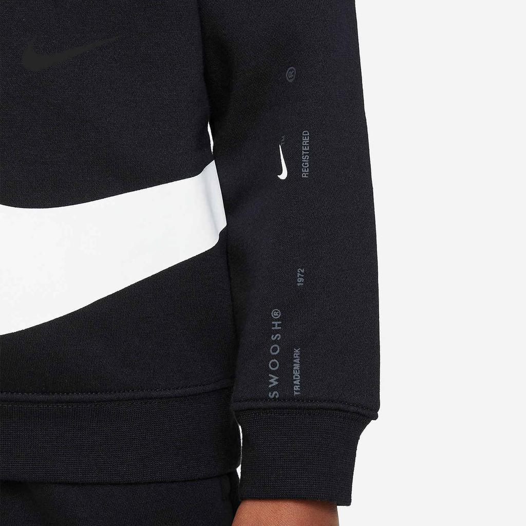 Nike Color Block Round Neck Casual Long Sleeve Fleece Sweatshirt Kids tops Black DR5585-010