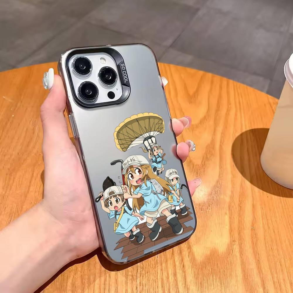 Manga C-Cells at Work Phone Case For iPhone17,16,15,14,13,12,11 Plus,Pro Max Candy Silver Plated Inside Cover