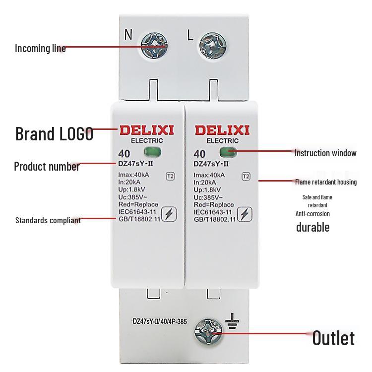 Delixi DZ47Y 3P-385V Household Surge Protector & Lightning Arrester 20KA/40KA