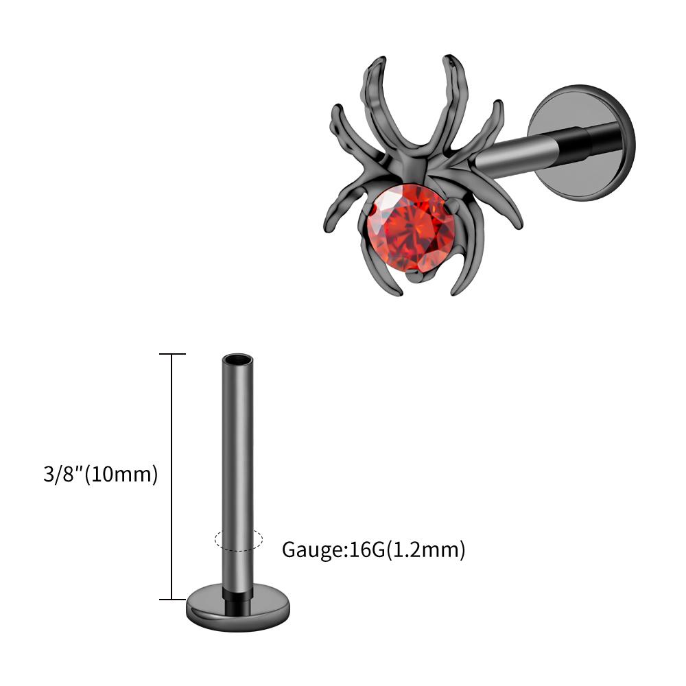 Right Grand ASTM F136 Titanium 16G CZ Spider Cartilage Earring Animal Spider Helix Tragus Lobe Stud Halloween Piercing Jewelry