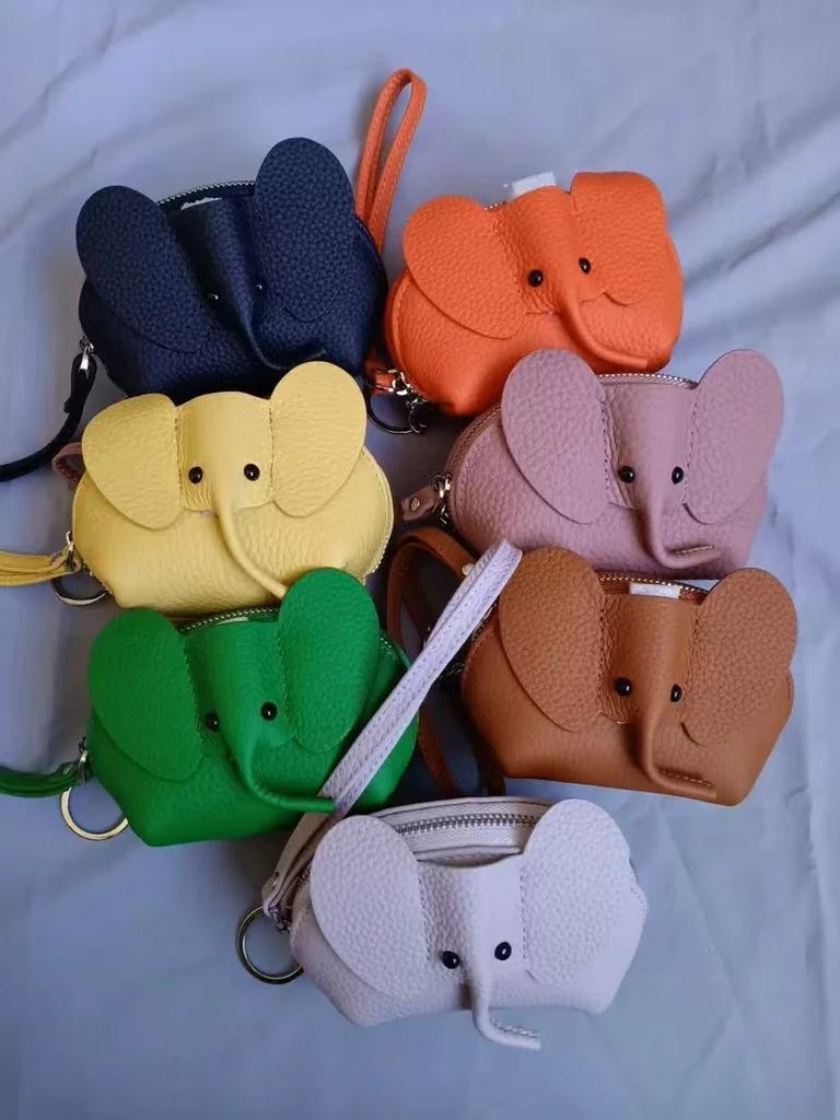 Genuine Leather Elephant Change Bag, Fashion New Creative Card Bag, Small Cute Wallet  Coin Pouch  Coin Purse