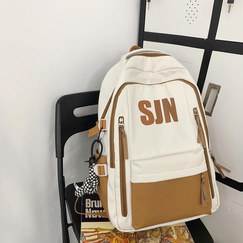 Schoolbag1011 New Double Shoulder Back Large Capacity Male and Female Student Design Double Shoulder Back School Bag Simple Middle and High School