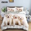 Lovely Animal 3D Bedding Sets White Duvet Quilt Cover Set Comforter Bed Linen Pillowcase King Queen 200*220cm Size Dogs Pets Dog