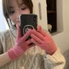 Crystal Knitted Gloves Warm Winter Gloves Fashion Bow Rhinestone Gloves  Girls