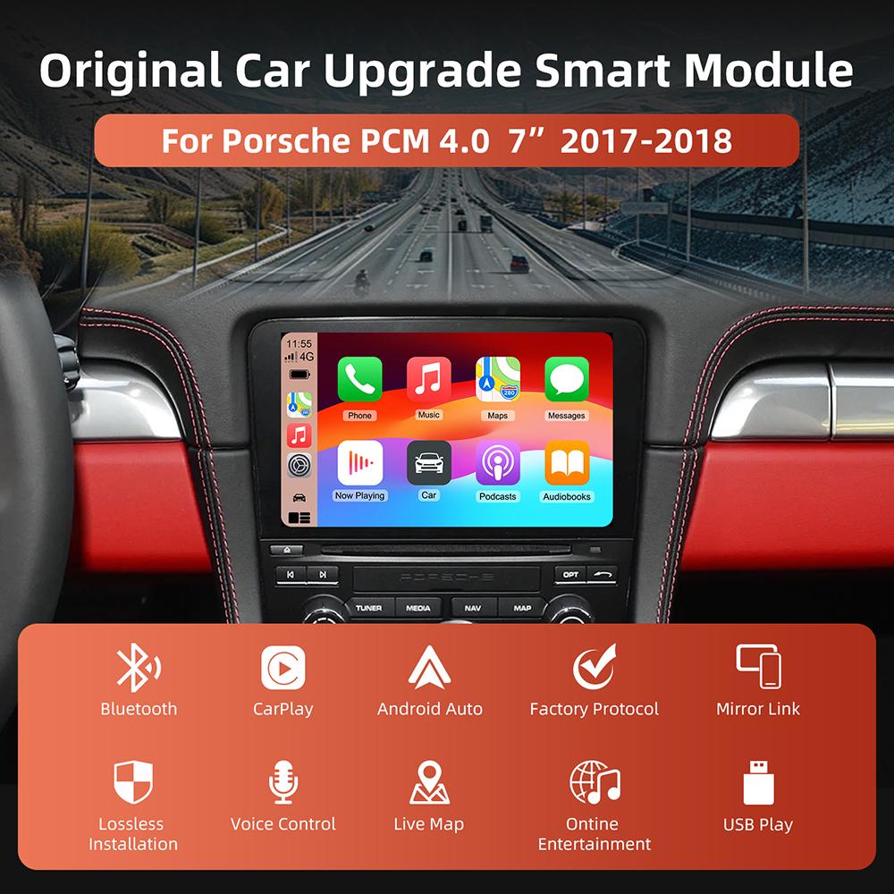 OEM Screen Upgrade Wireless Carplay Auto For Porsche Cayenne Macan 911 W/ PCM 4.0 2017-2018 Mirror-Link
