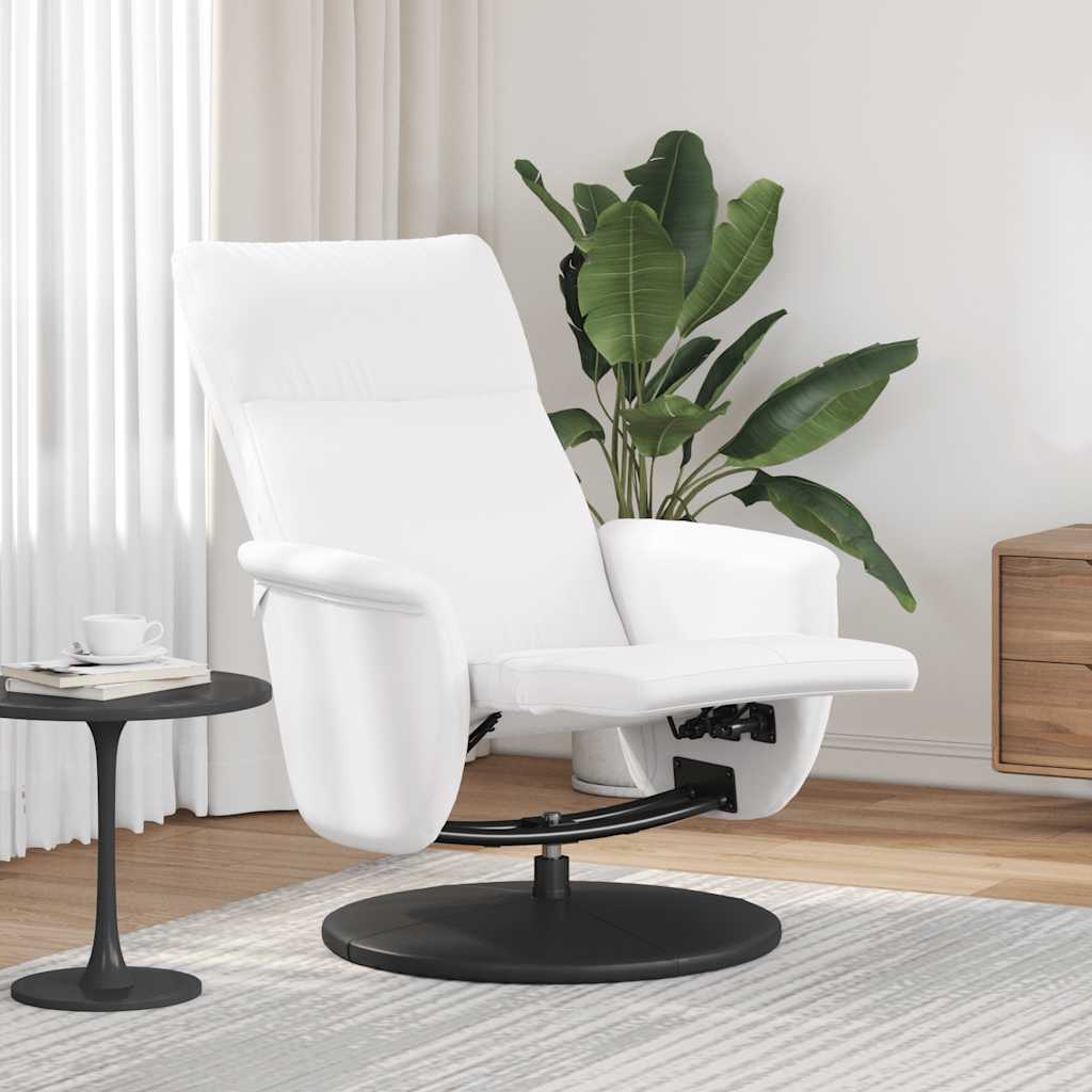 Recliner with Footrest White Faux Leather