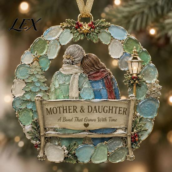 Holiday Atmosphere Decorations Sea Glass Family Ornament, Mother Daughter Sisters Acrylic Hanging Decoration, Home Is Festival Gift Ideas Where