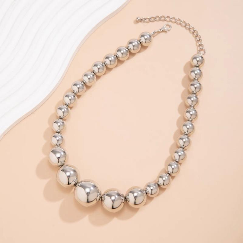 Módní řetízek s velkými korálky Nastavitelný choker Řetízek na klíční kost Doplněk Náhrdelník s korálky inspirovaný vintage