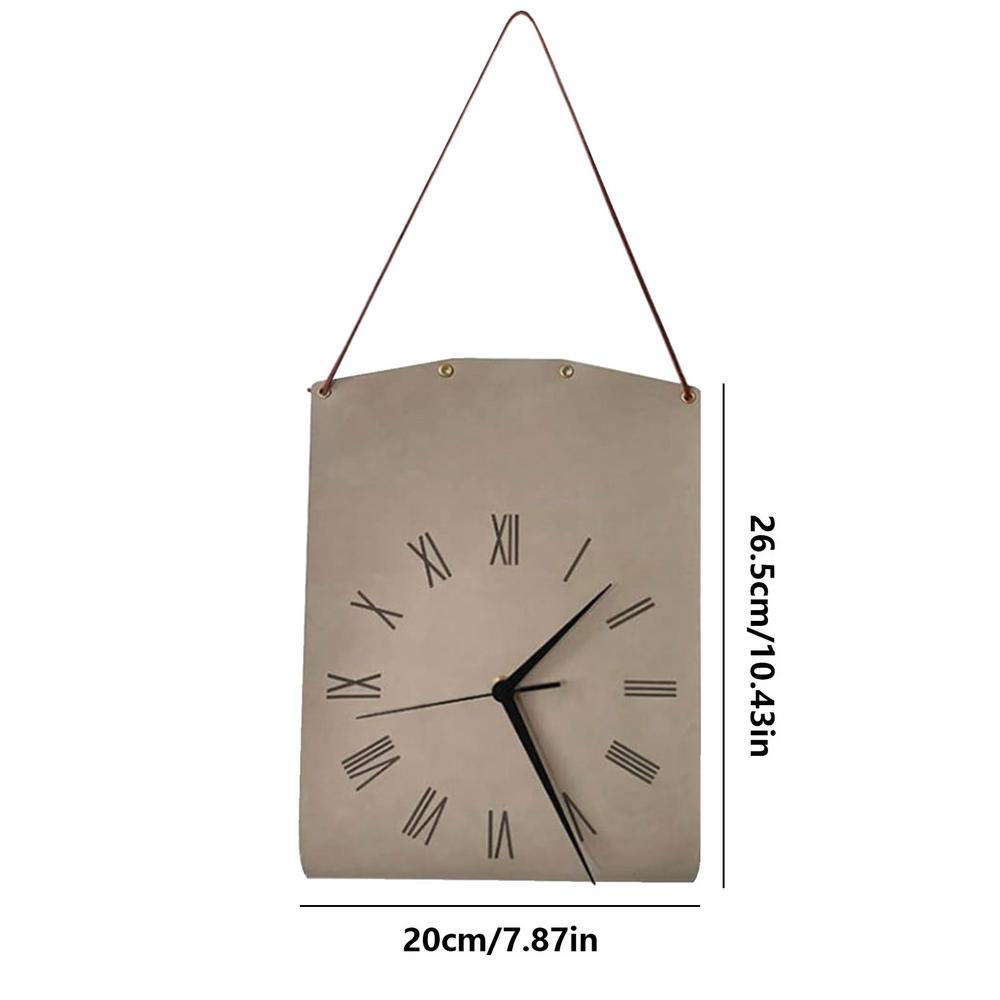 Indoor Wall Clock Silent Modern Clock Diner Room Clock PU Leather Clock Vintage Clock Decorative Wall Clock for Home Living Room