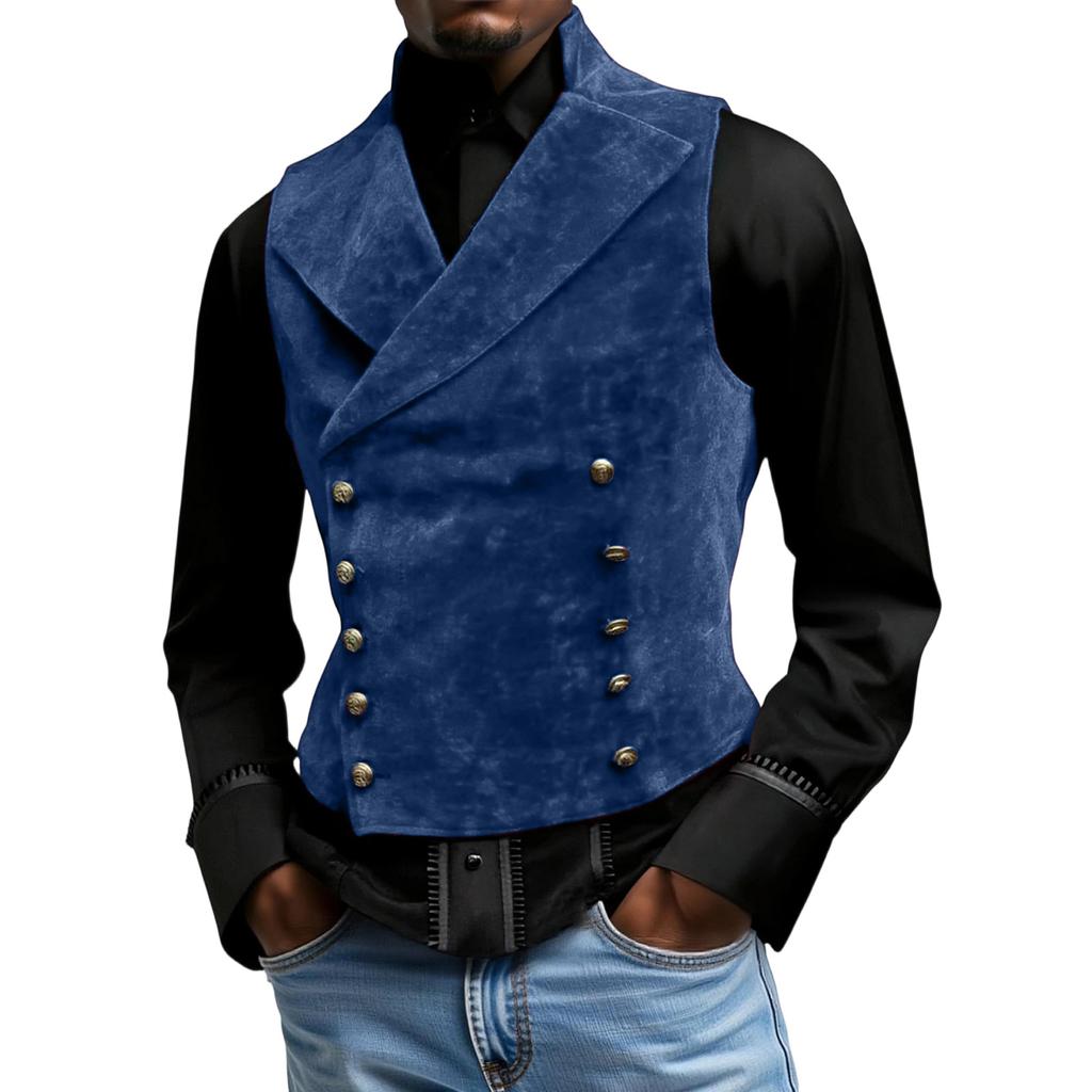 Men's  Leisure  Standing  Collar  Double  Buckle  Suit  Vest  Coat
