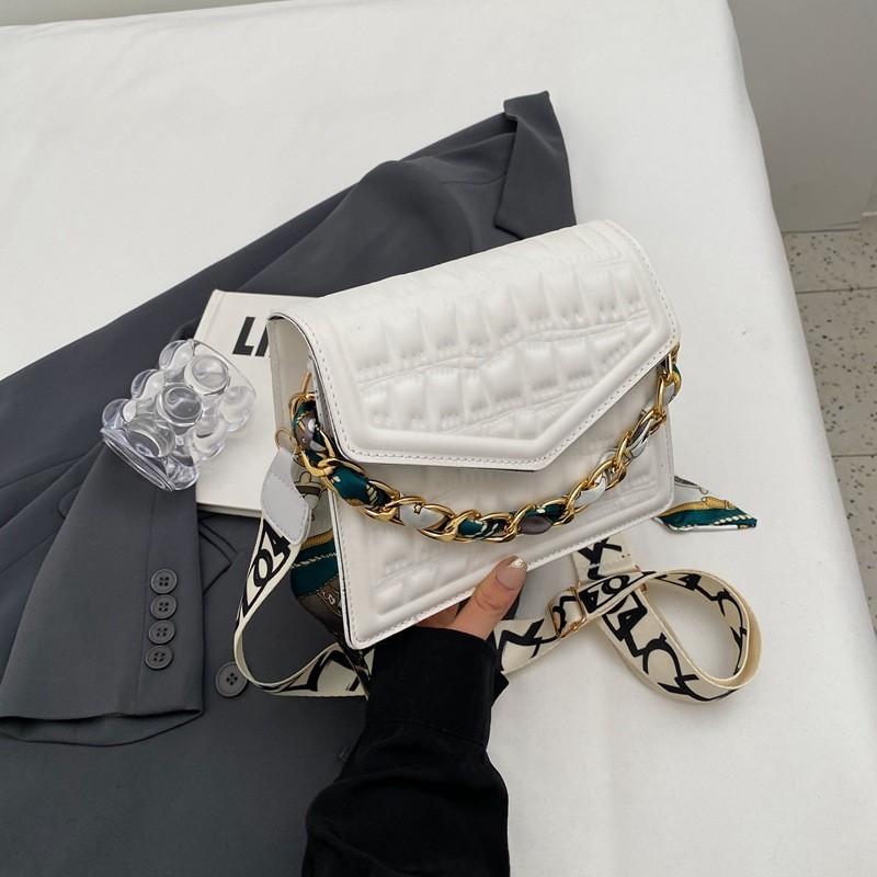 

Chic Solid Color Square Shoulder Bag For Women 2023 Korean Street Style OffWhite