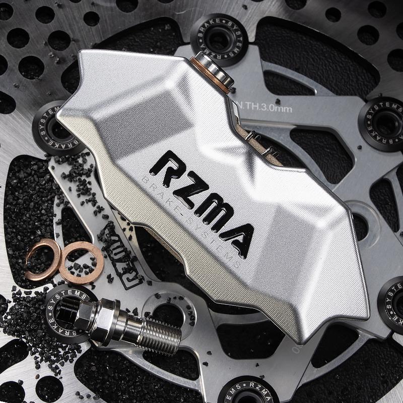 RZMA motorcycle modified brake caliper 4P piston CNC anodized 3D textured aluminum alloy чёрный