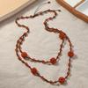 Double-layer natural agate jade necklace, hand-woven sweater chain, niche high-end women's accessories