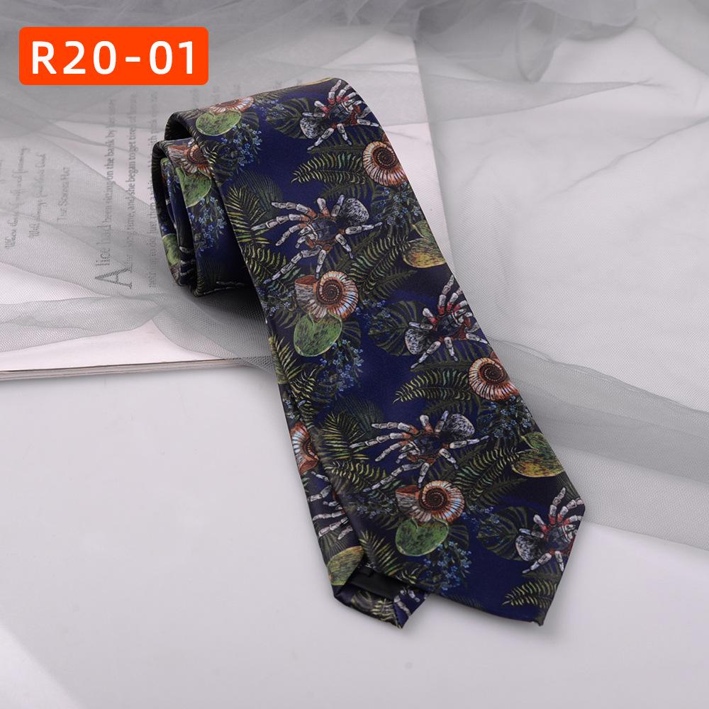 Retro Hong Kong Tie: Literary Casual Style with Animal & Floral Patterns for Men & Women