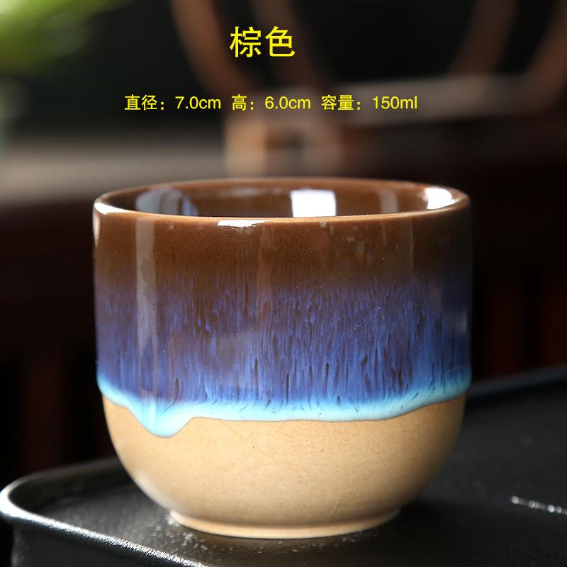 Kiln Change China Ceramic Tea Cup Pottery Jianzhan Drinkware  Temmoku Glaze Porcelain Kung Fu Cups Set for Water Latte Milk