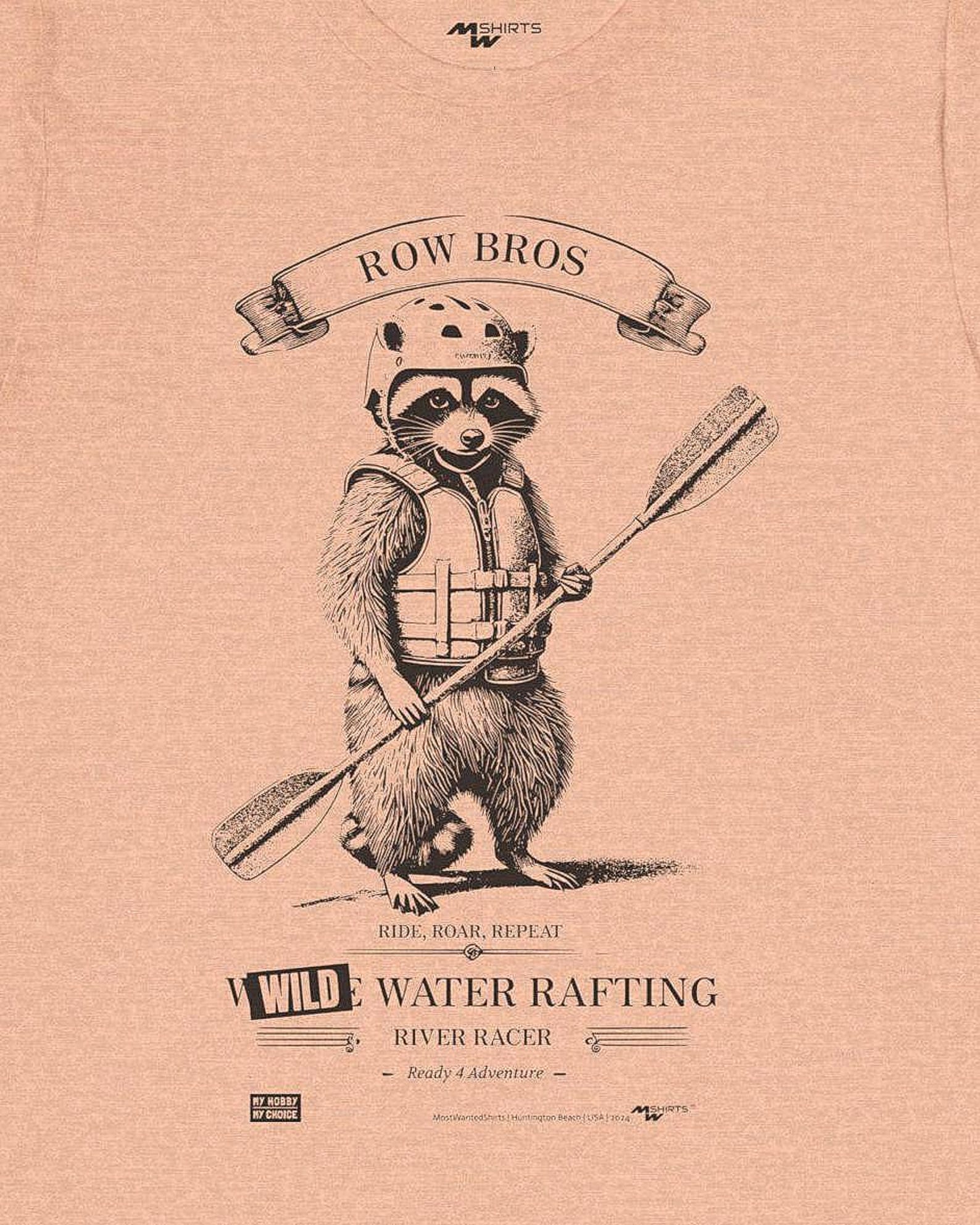 Vintage raccoon whitewater rafting t shirt adventure outdoor gift XL
