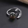 Huajie Moon Opening Warm Gradient Color Stone Rings for Women Elegant Retro Party Charms Ring Fashion