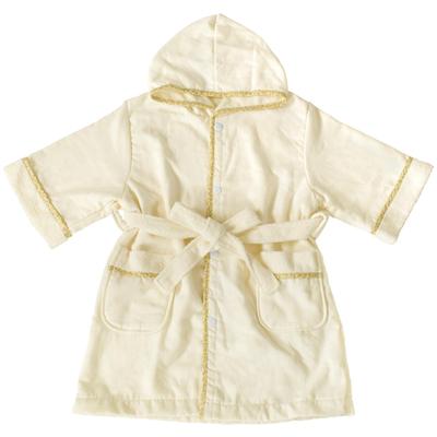 Imabari Children's Hooded Bath Poncho, Terry Cloth and Gauze Fabric, Quick-Drying, 100% Cotton, Made In Japan, Size S (Ivory)