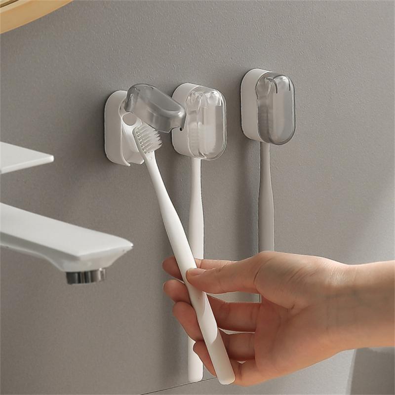 

1/2/3pcs Toothbrush Holder Wall Mounted Dust Covered Bathroom Toothbrush Storage Organizer White For Home Toothbrush Holder