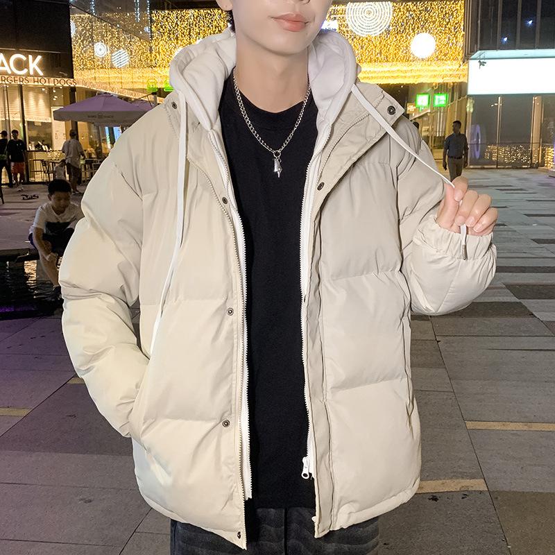 New Japanese trendy brand hooded jacket men's loose large size cotton-padded jacket thickened fake two-piece cotton-padded jacket men's handsome