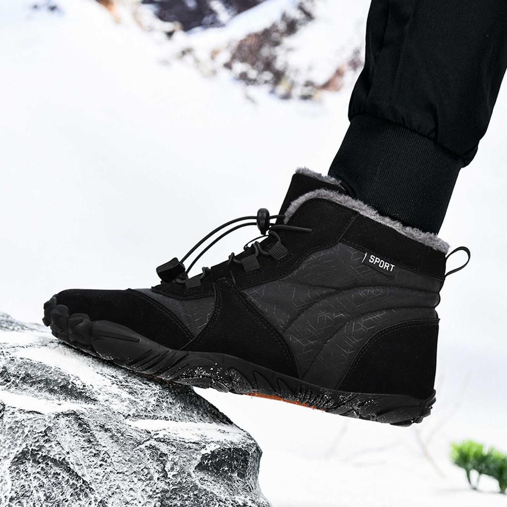 TUINANLE Men Winter Shoes Barefoot Ankle Boots Couple Ankle Snow Shoes Outdoor Hiking Sneakers Fur Warm Plush Boots