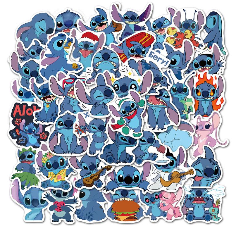 50pcs Stitch Cartoon Graffiti Stickers Waterproof Decals Stickers For Laptop Phone Thermos Notebook Ipad Diy Stickers Toys Gift