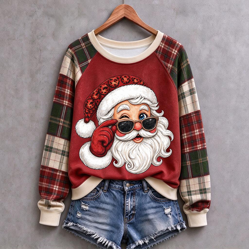Women's Christmas Print Long Sleeve Sweatshirt Casual Holiday Pullover