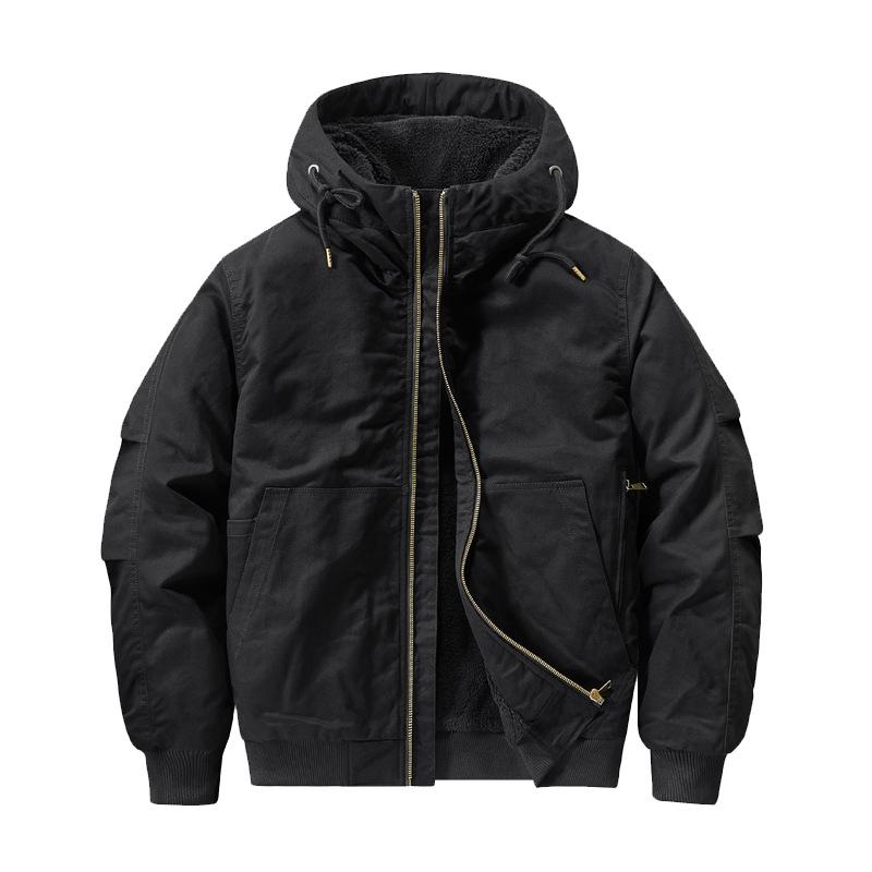 Men`s Hooded Fleece Lined Cargo Jacket