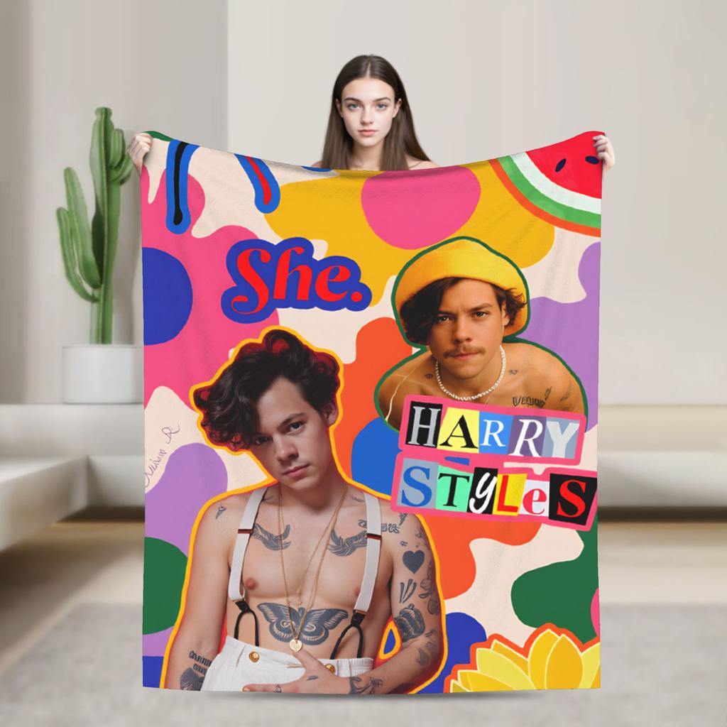 Singer H-Harrys S-Styles  Blanket  Picnic Flannel Throw Blanket For Bedroom Soft Warm Custom Quality Bedspread Gift