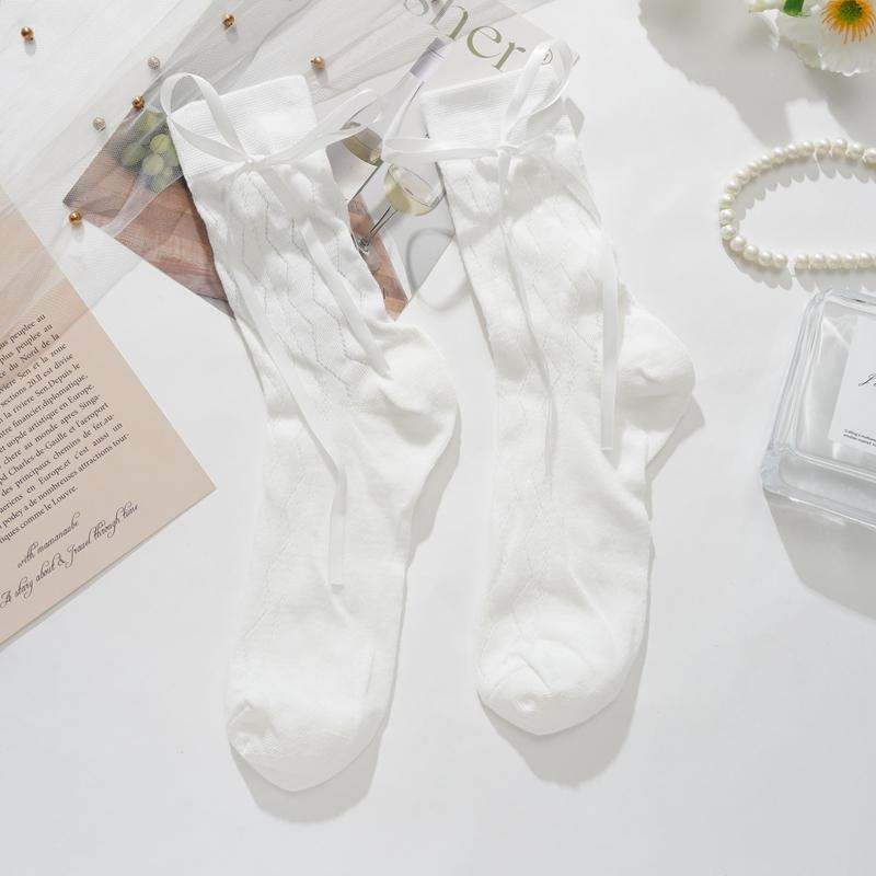 

Длинные женские носки высокого качества, однотонные, с бантом, милые, сетчатые, открытые, милые, JK, женские, балетные, удобные, свободные носки One size