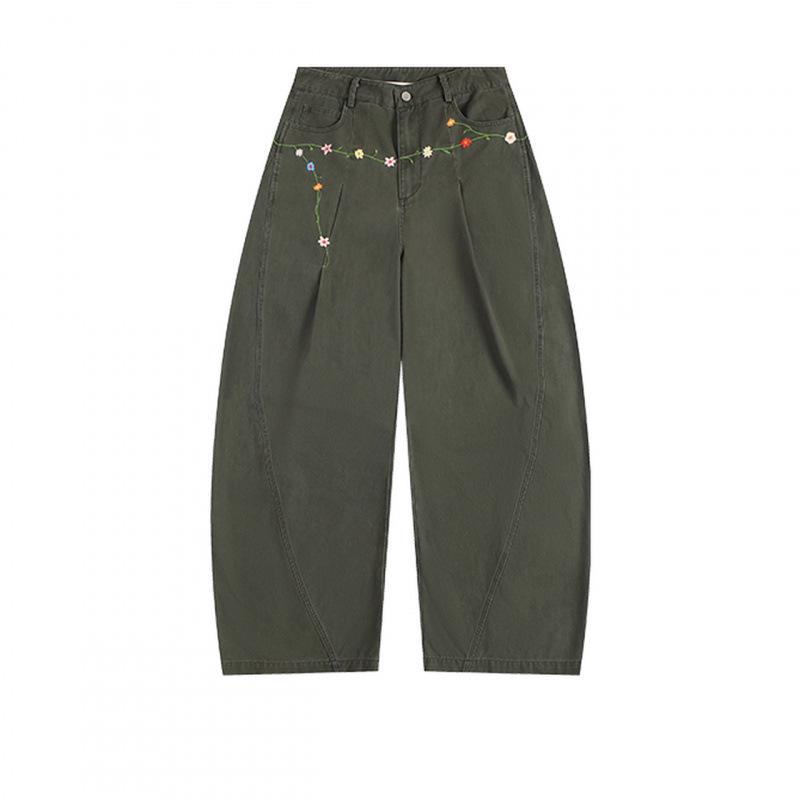 

Army Green Low-Rise Casual Cargo Pants - Retro Slimming Curved Leg, New Autumn Style S армия зеленый