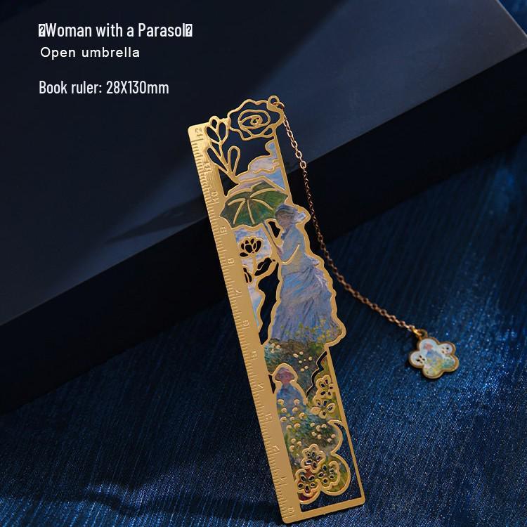 Chinese Style Inspirational Metal Bookmark Ruler - Portable Gift for Students & Teachers
