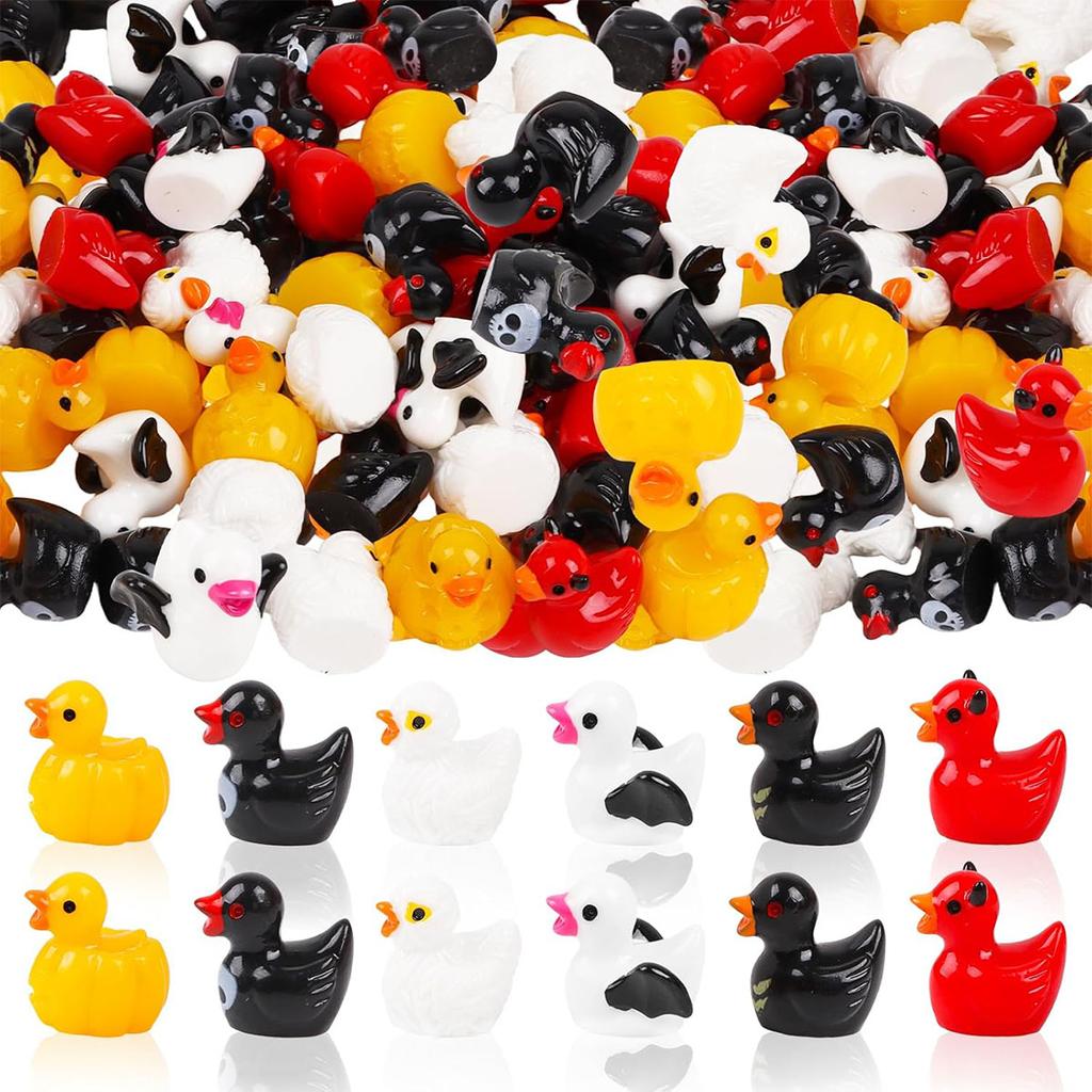 10/20Pcs Mini Resin Duck Halloween Pumpkin Ghost Miniature Ducks Tiny Animals Figures Statue Ornament For Halloween Party Gift