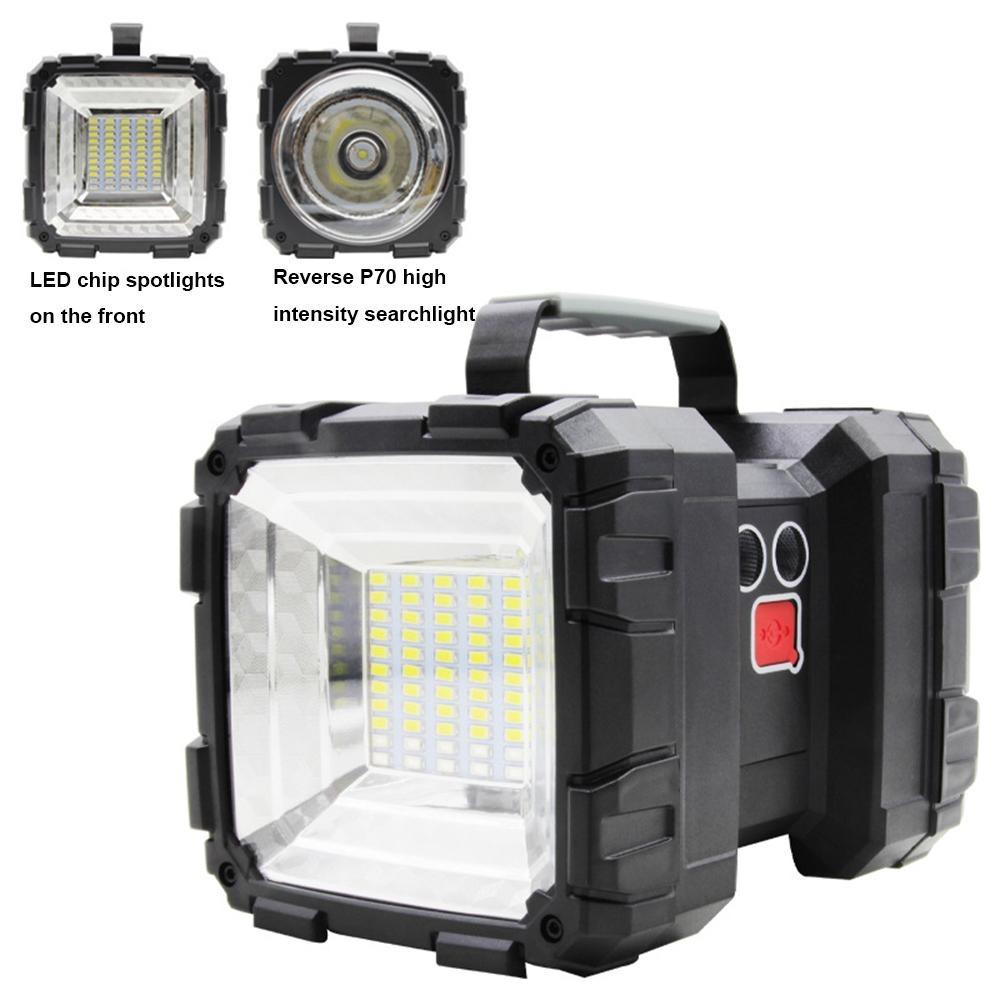 XHP70 Superhelle Doppelkopf-Taschenlampe 200W Wiederaufladbare LED-Taschenlampe Wasserdichte Handheld-Arbeitsleuchte Scheinwerfer Camping