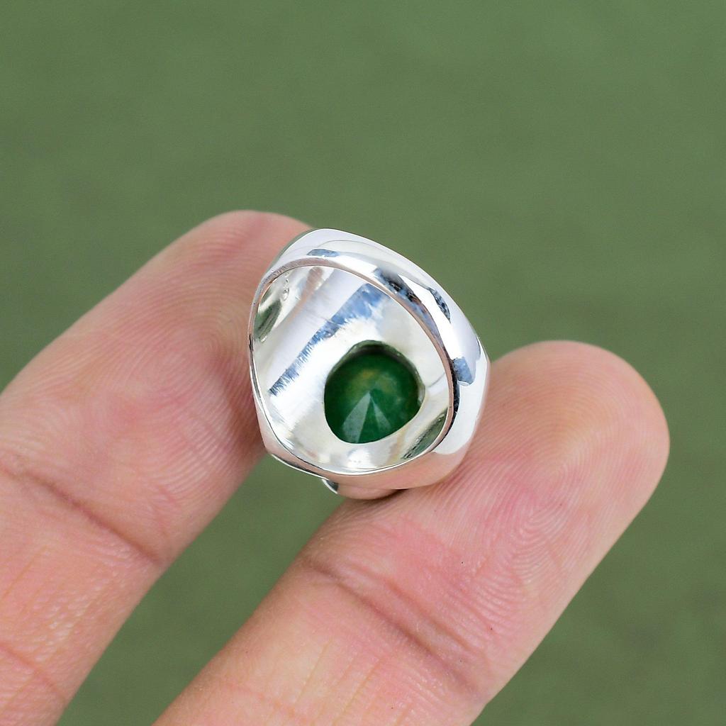 Facettierter Sambischer Smaragd Ring 925er Sterlingsilber Ring Handgefertigter Stilvoller Schmuck Natürlicher Edelstein Ring Jahrestagsgeschenk Erhältlich In Ringgröße