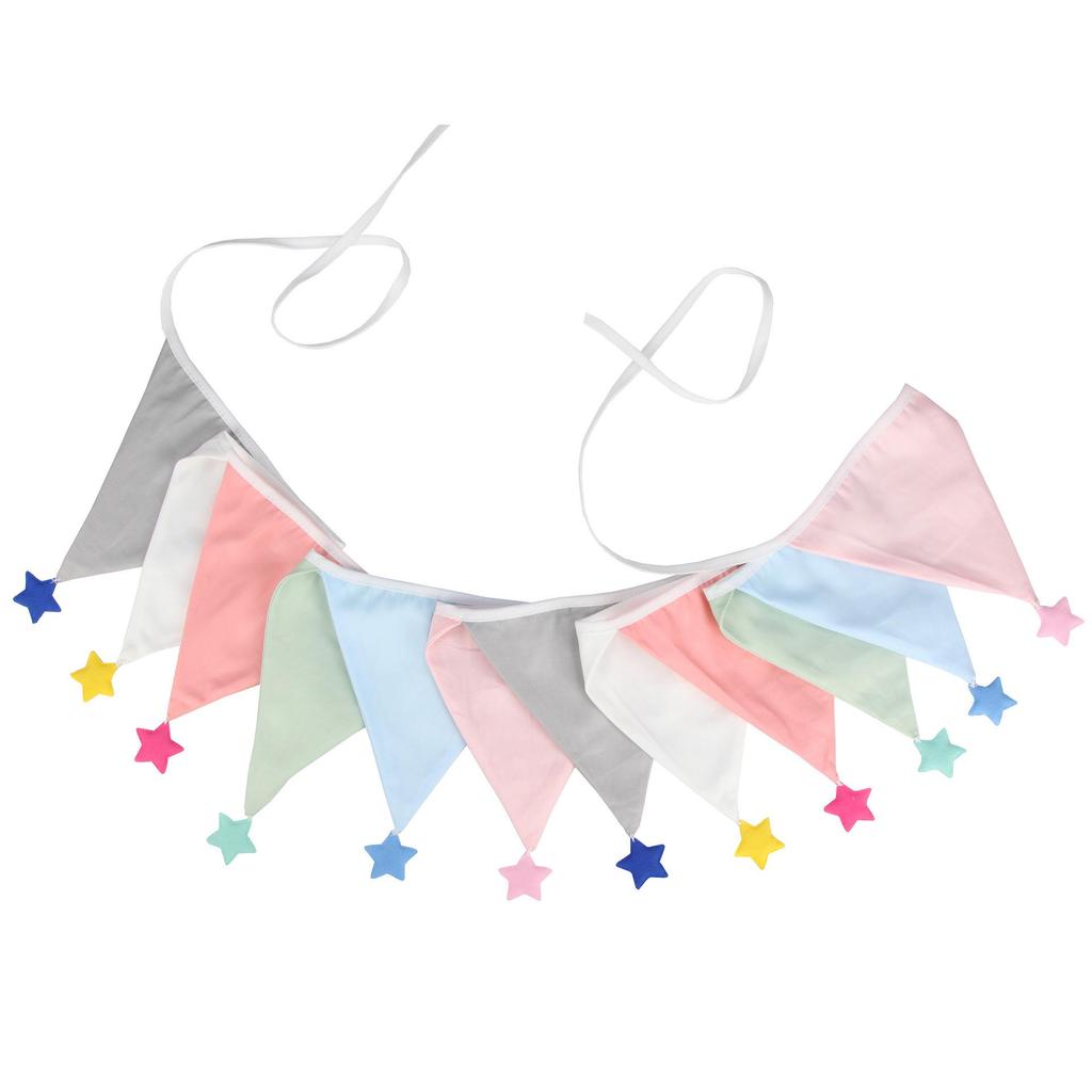 Nordic Star Cotton Triangle Flag Banner for Wedding or Kindergarten Decor