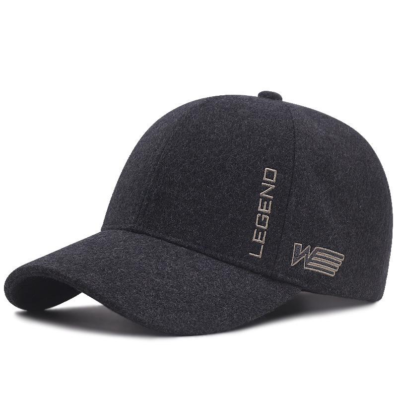 Winter Dicke Warme Woll-Baseballkappe Übergröße Snapback-Hut für Großen Kopf Männer Outdoor Papa Filz Große Sportkappe 55-60cm 60-65cm