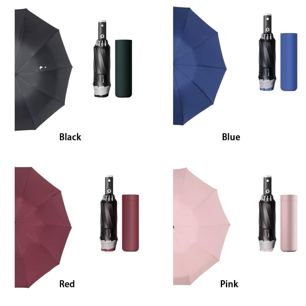 2025 LED Automatic Umbrella Reflective Stripe Reverse Led Light Umbrella Three Folding Inverted 10 Ribs Windproof Umbrellas