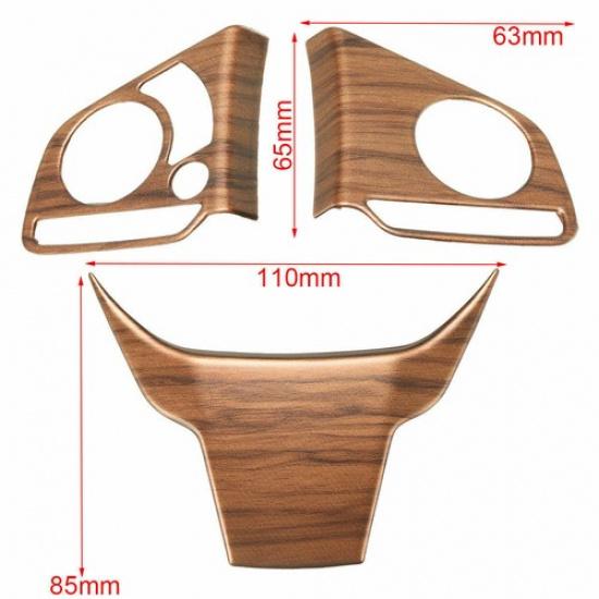For Honda CR-V CRV 2017-2022 Peach Wood Grain 3X Steering Wheel Decor Cover Trim