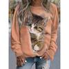 Fashionable Women's Cute Cat Pattern Sports Shirt 3D Printed Round Neck Long Sleeved Top Women's Clothing Street Wear Autumn Pullover