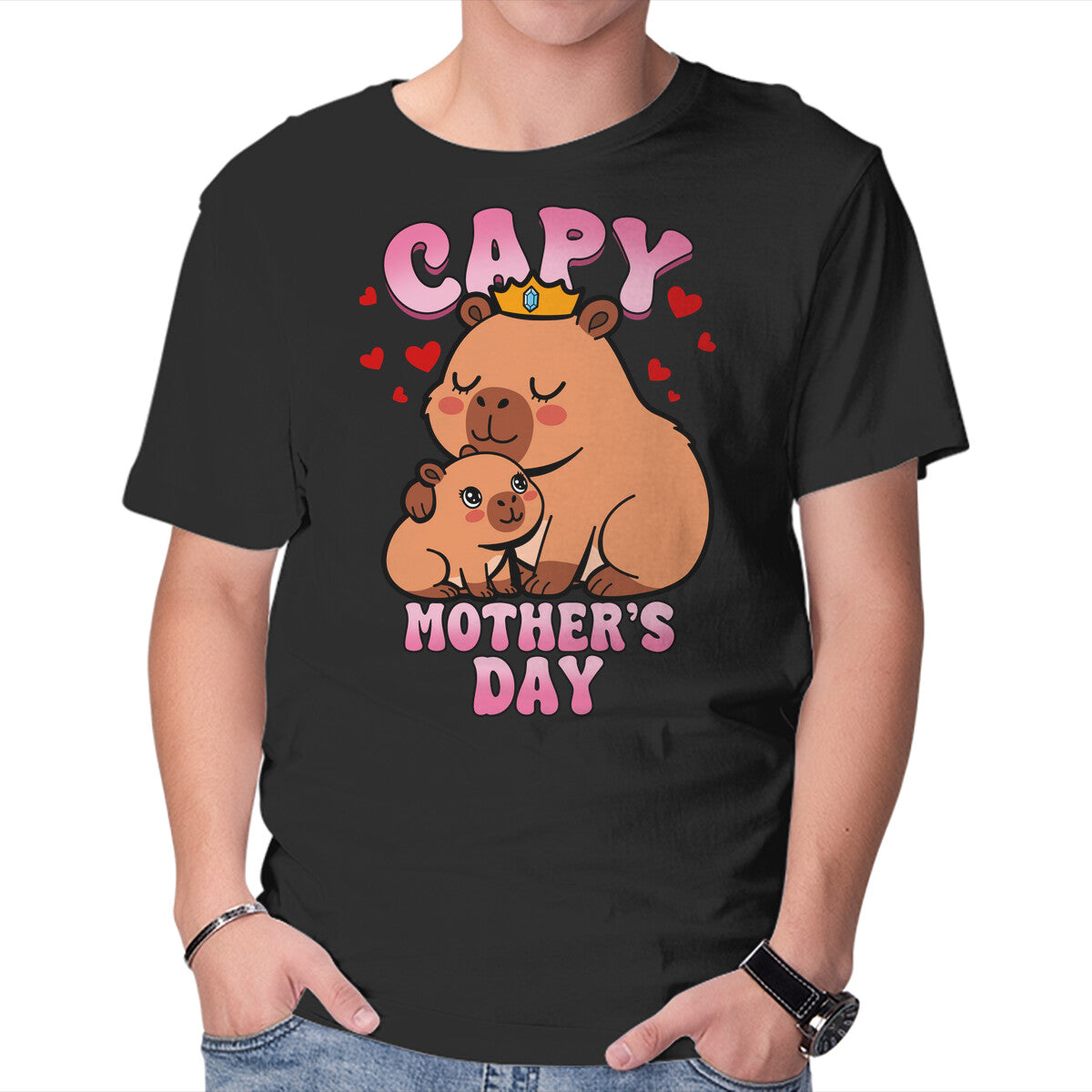 Unisex Crew Neck T-Shirt Capy Mother s Day Graphic Short Sleeve Casual Tee XXXL