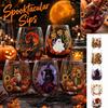 Bicchiere da vino senza stelo con stampa di zucche e caramelle di Halloween per feste festive e regali