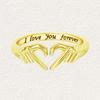 Stilvoller Hand-Herz-Ring mit "Ich liebe dich für immer" Damen Täglich Tragbarer Fingerschmuck Mode Metallischer Stil Accessoires CLE