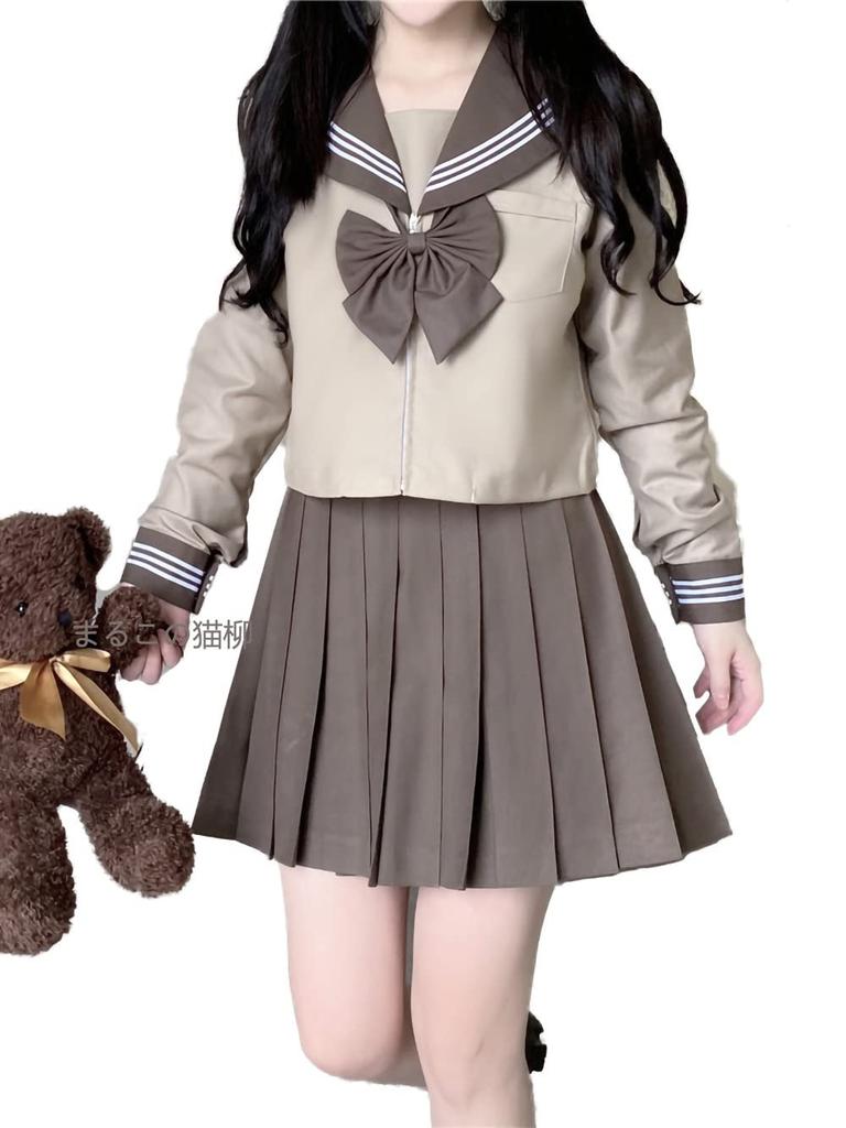 Cat Sailor Long or Short Popular Summer School Front Pleated High School Cute Includes Socks Sizes C and [CAWILXHA] [Maruko's Willow] Uniform, Sleeve,
