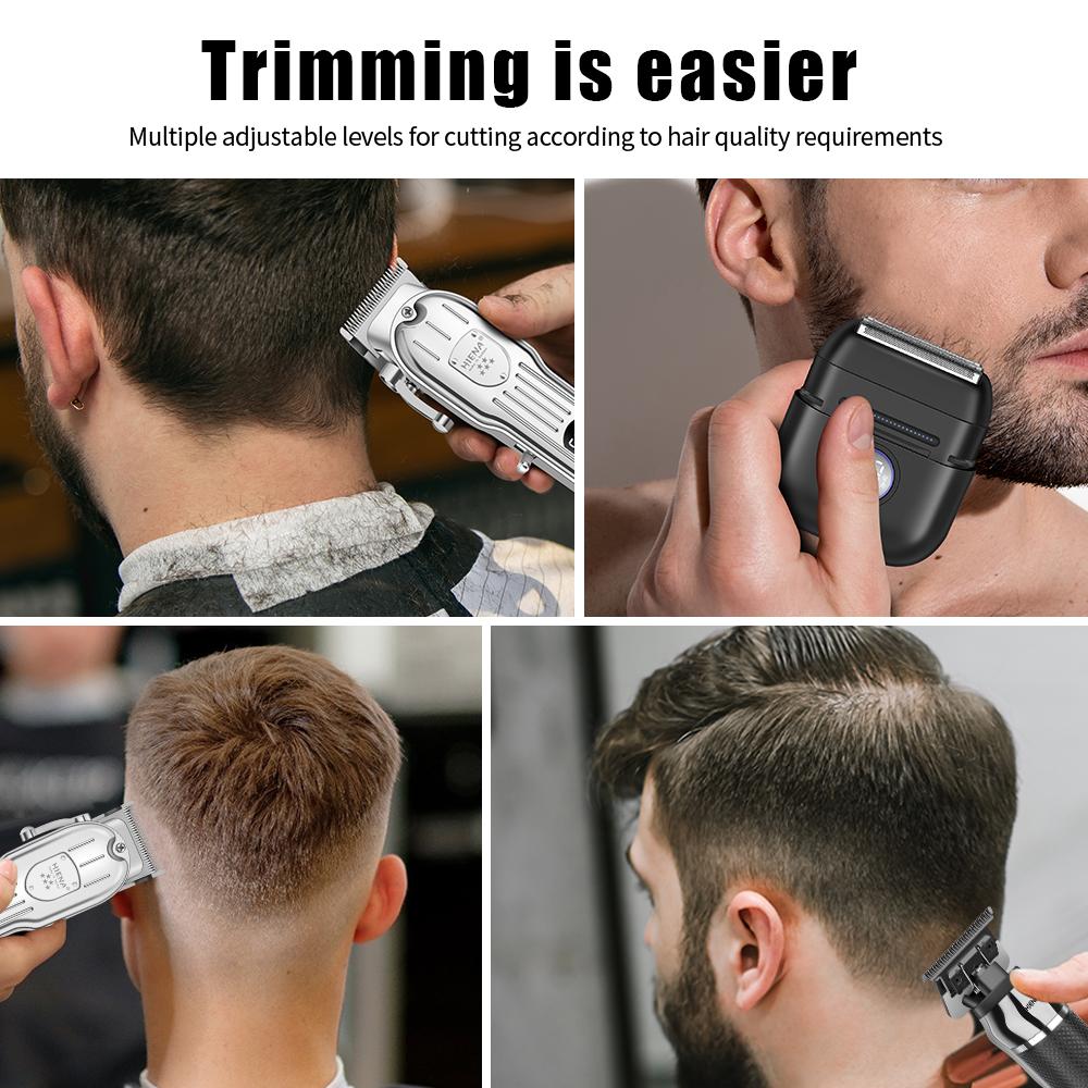 3PCS Professional Hair Clipper Set for Men Cordless Barber Clippers Set and Trimmer Kit USB Rechargeable Electric Beard Tool Kit