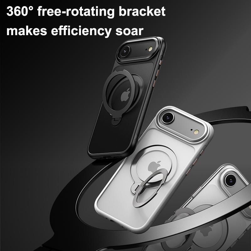 KEYSION 360° Rotating Magnetic Ring Stand Case for MagSafe for iPhone 17 17 Air Matte Transparent Shockproof Phone Back Cover