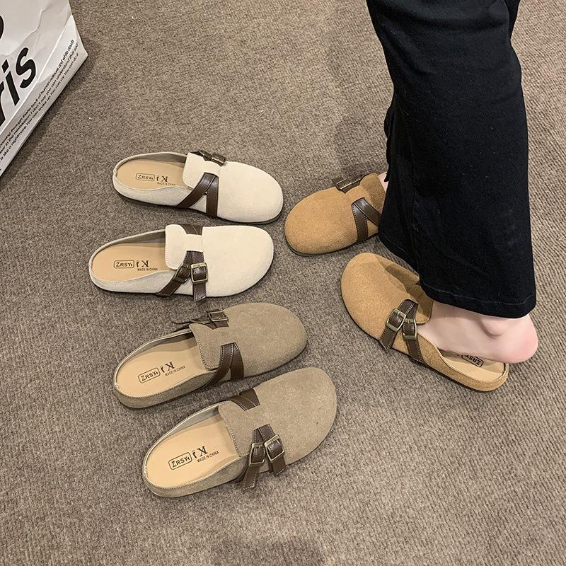 Retro style lazy bag head slippers women wear spring new soft-soled lazy half-drag versatile shoes